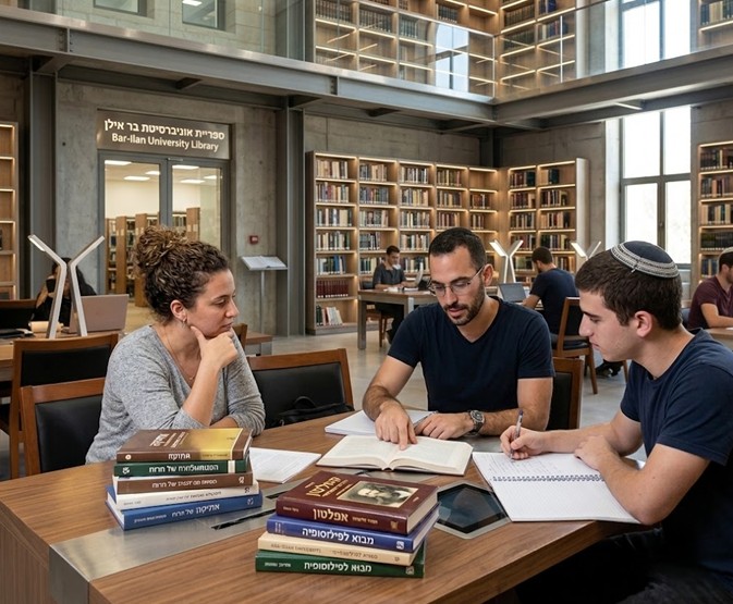 סטודנטים לפילוסופיה בסיפריה באוניברסיטת בר אילן